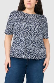 Halogen® Elastic Gathered Sleeve Top