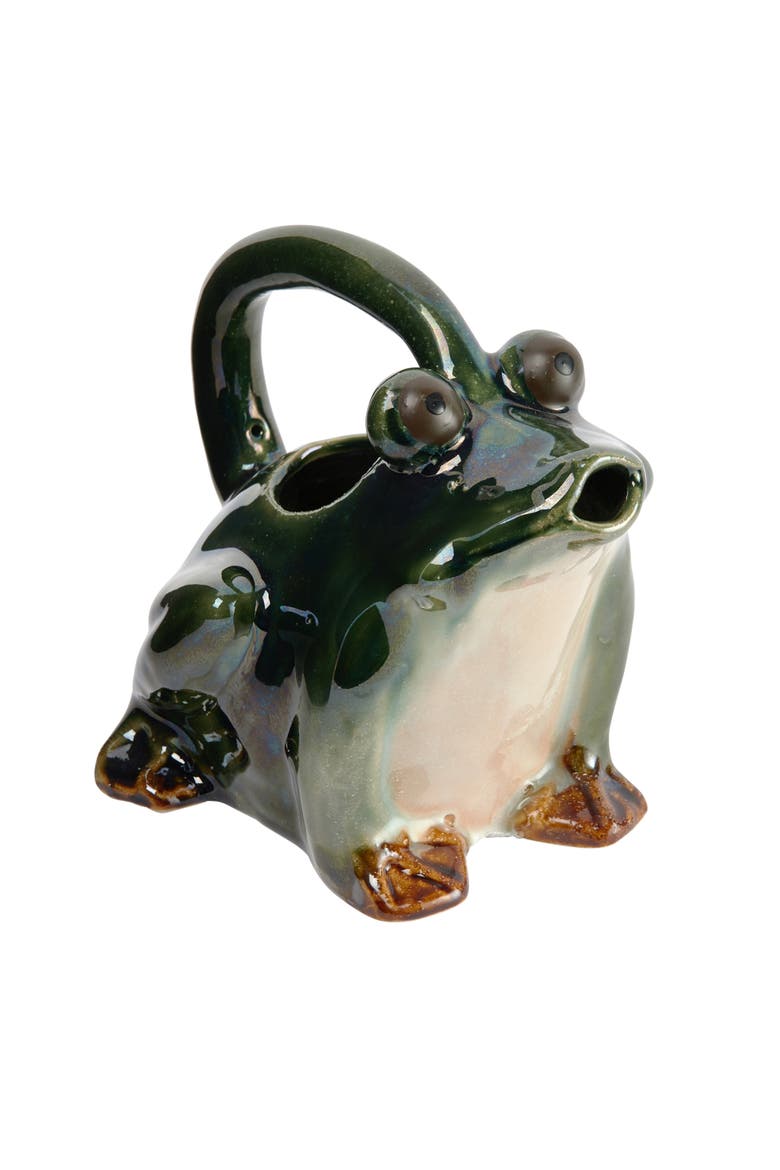 Stoneware Frog Watering Pitcher, Main, color, Green