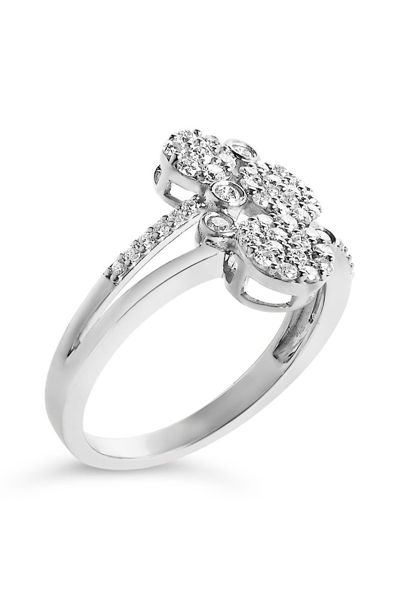 Silver 1/2 Cttw Diamond Scatter Composite Bypass Ring, Alternate, color, White