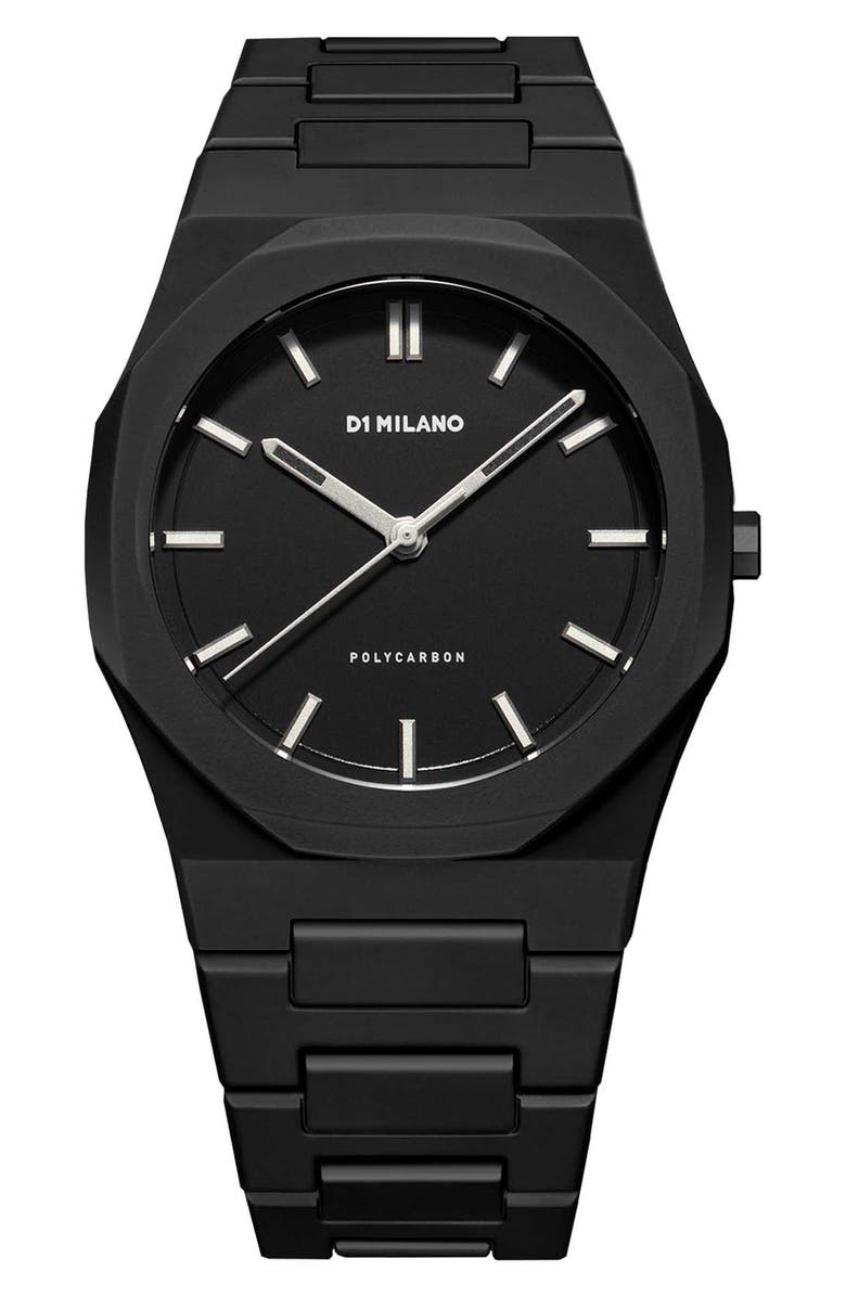 D1 Milano Cloudburst Polycarbon Bracelet Watch, 40.5mm, Main, color, Black