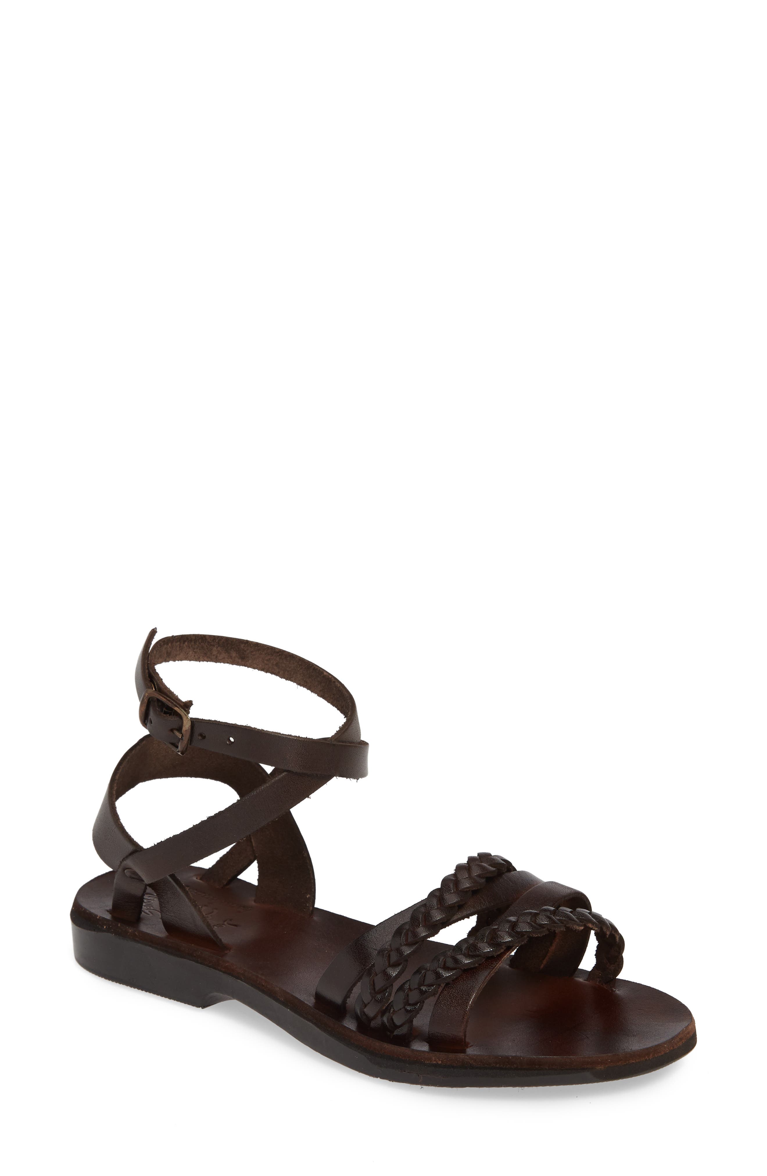 Asa Wrap Sandal, Main, color, BROWN LEATHER
