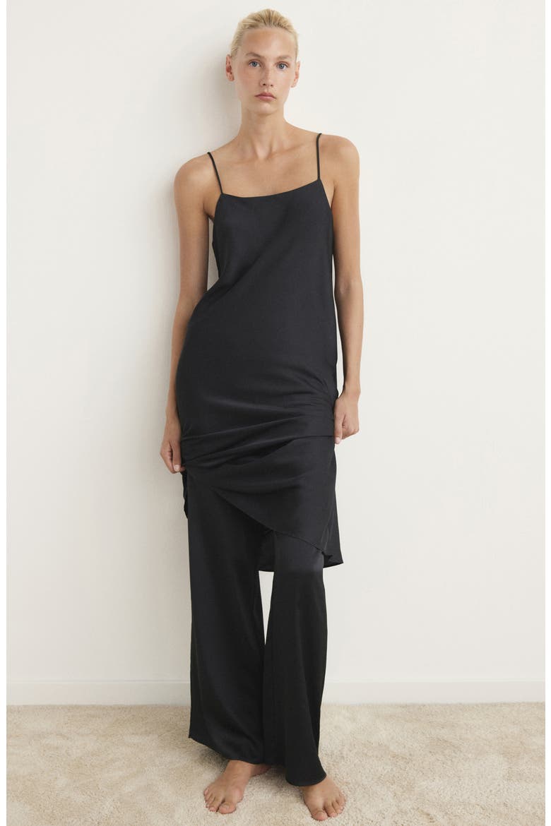 Satin Midi Nightgown, Alternate, color, CHARCOAL