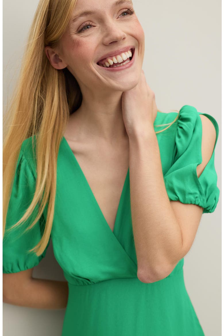 Hermia V-Neck Midi A-Line Dress, Alternate, color, GREEN