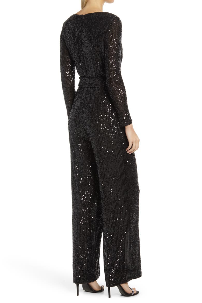 Long Sleeve Sequin Jumpsuit, Alternate, color, BLK