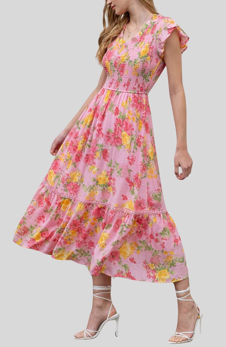 Blu Pepper Floral Midi Dress, Alternate, color, 