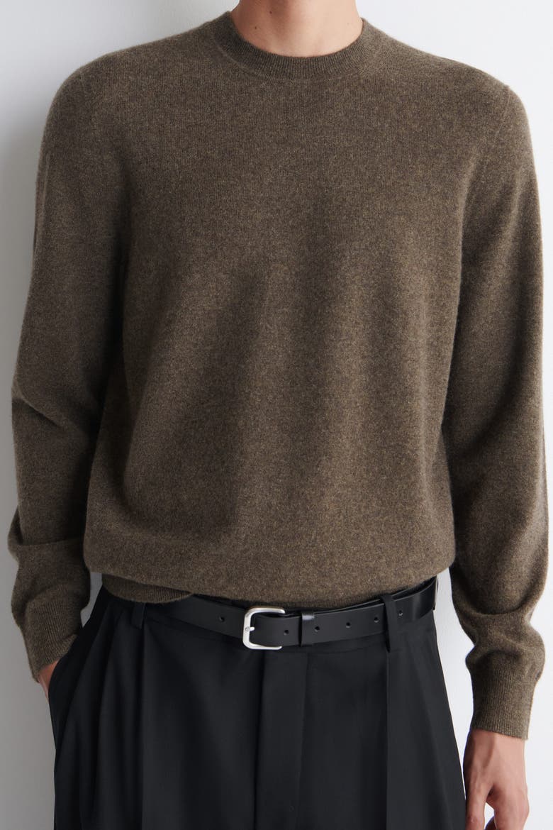 Cashmere Crew-Neck Sweater, Alternate, color, BROWN MÉLANGE
