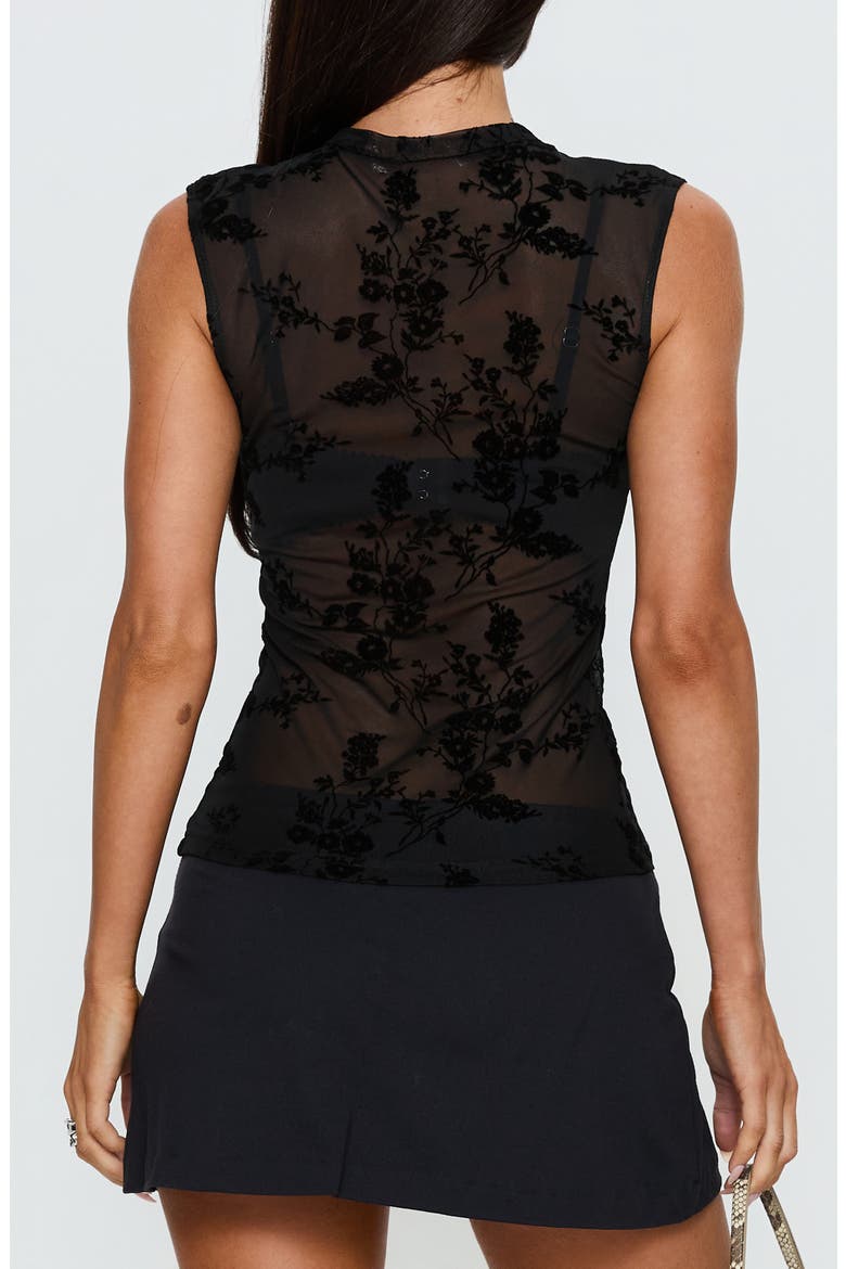 Kelira Keyhole Sheer Sleeveless Top, Alternate, color, BLACK