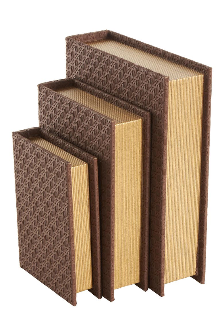 Set of 3 Faux Leather Book Boxes, Alternate, color, NO COLOR