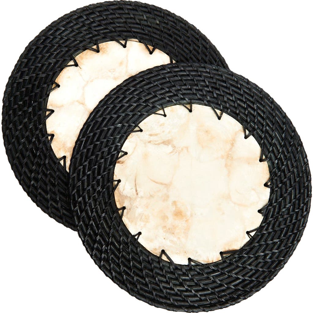 Kubo Capiz Shell Placemats With Black Rattan - Set of 2  product