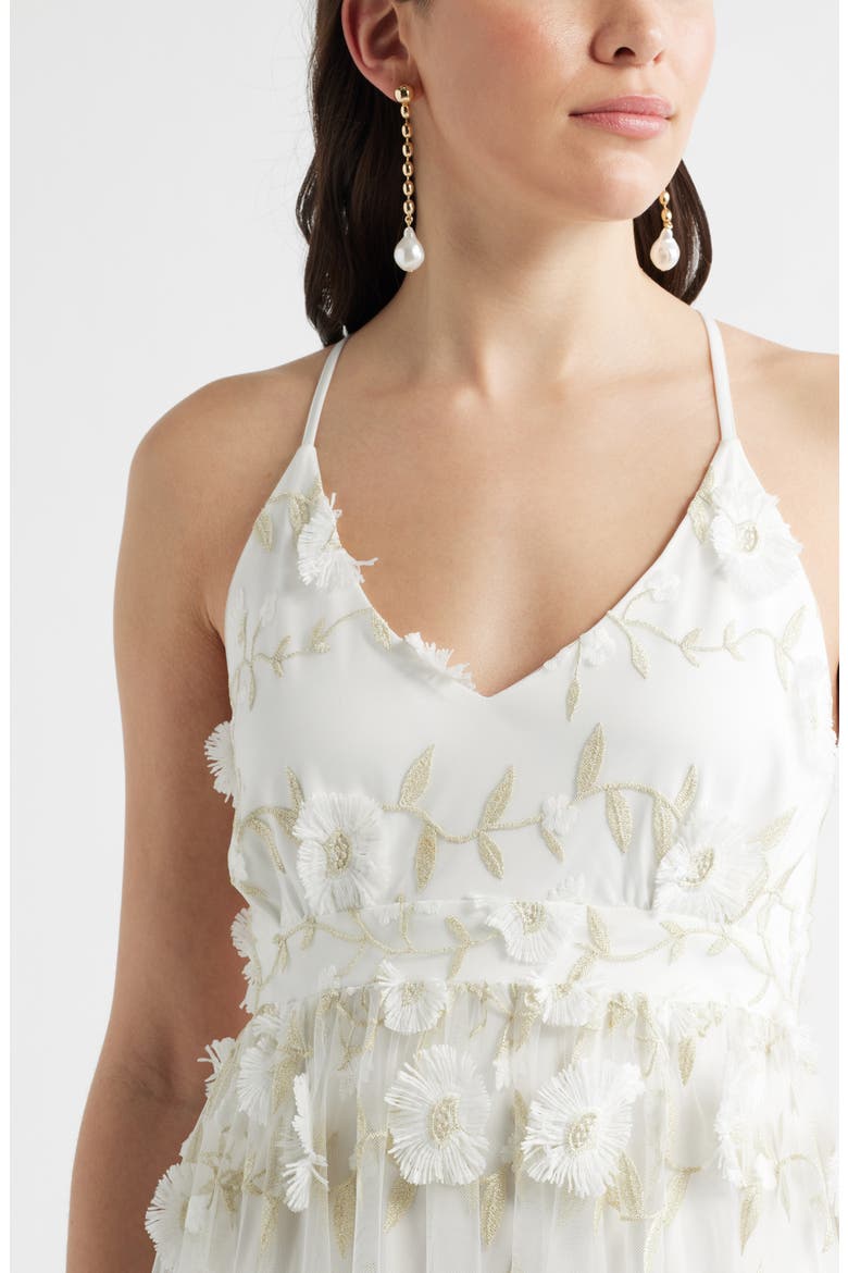 3-D Metallic Floral Gown, Alternate, color, IVORY