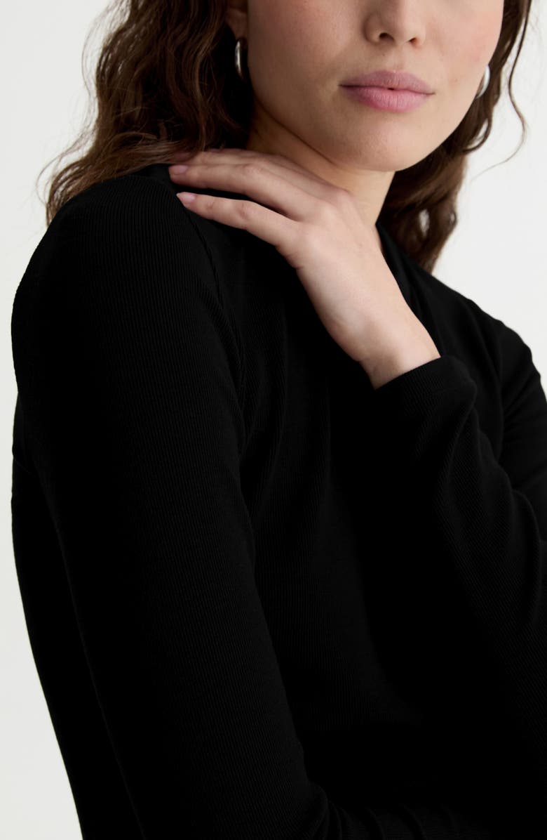 AG Julia Rib Long Sleeve Top, Alternate, color, Super Black