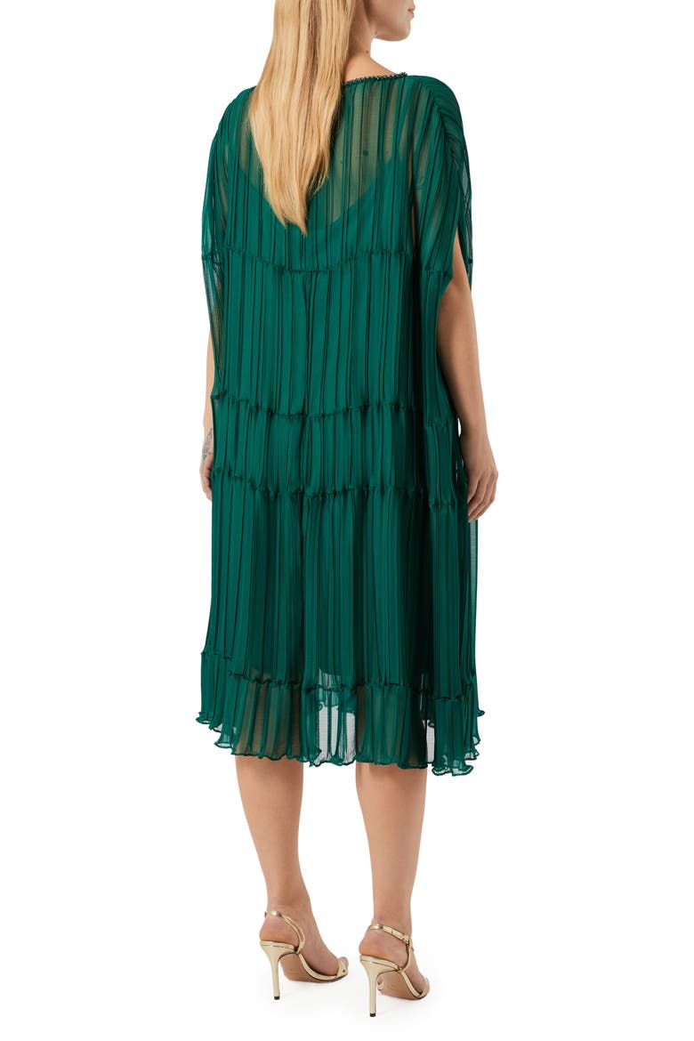 Plissé Sleeveless Tiered Dress, Alternate, color, EMERALD
