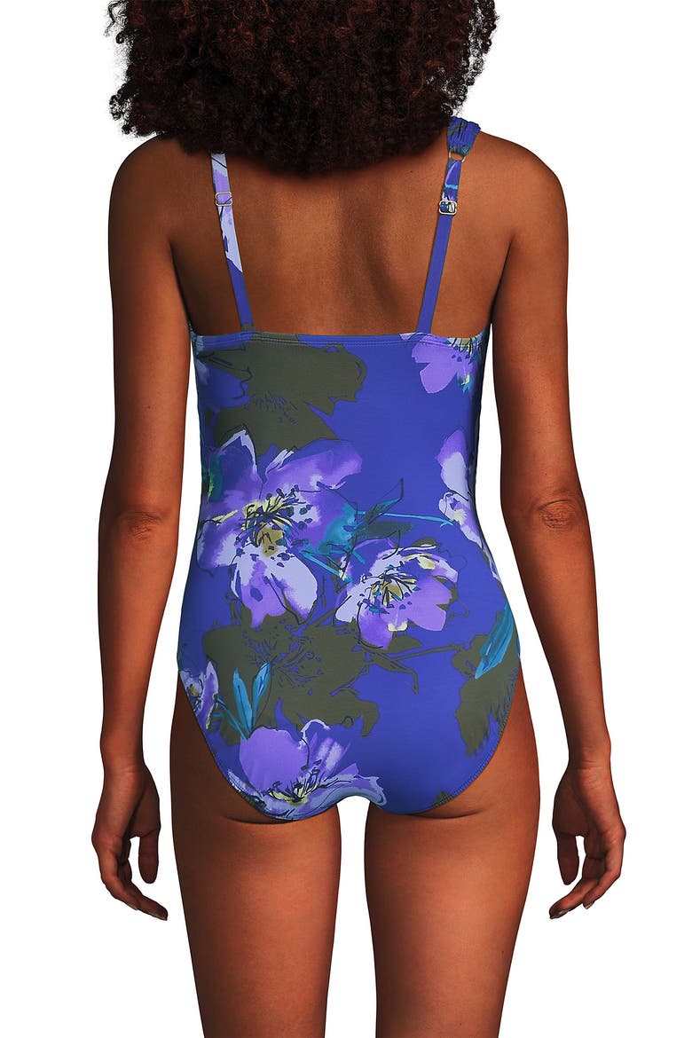NEW SlenderSuit Grecian Adjustable Low Leg One Piece, Alternate, color, Violet Etched Floral