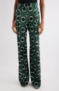 Dries Van Noten Portias Fil Coupé Polka Dot Pleated Satin Straight Leg Pants