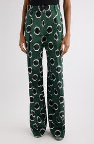 Dries Van Noten Portias Fil Coupé Polka Dot Pleated Satin Straight Leg Pants