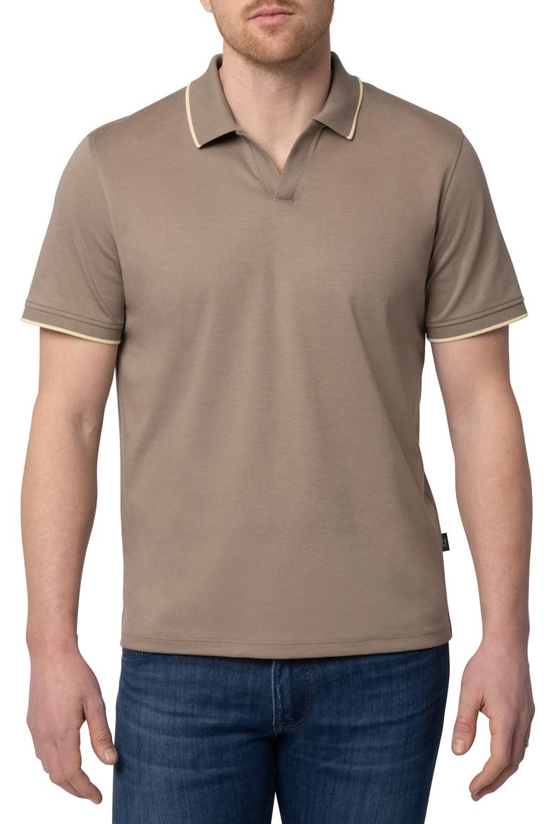 Riviera Tipped Pima Cotton Polo, Main, color, BRINDLE