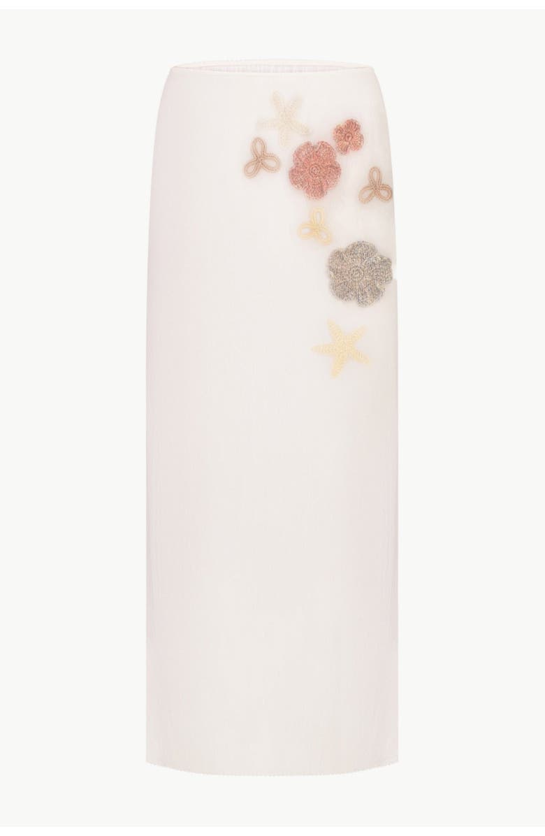 Malva Florea High-Waisted Floral-Appliqu Pencil Skirt, Main, color, White