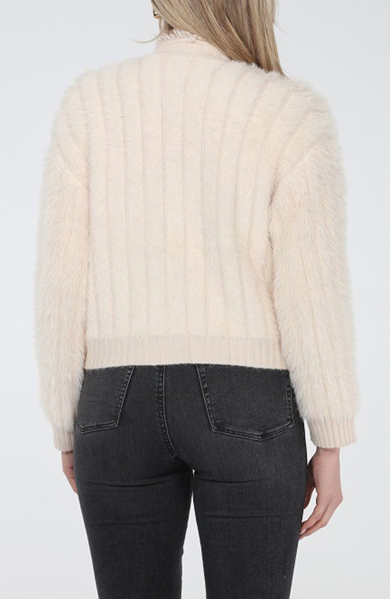 RAIN AND ROSE Fuzzy Flower Button Cardigan, Alternate, color, Cream