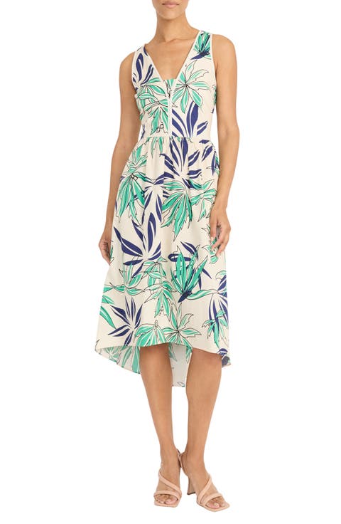 Tropical Sleeveless Fit & Flare Dress