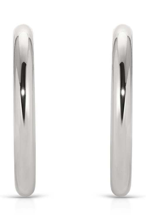 Ettika Large Thick Classic Hoop Earrings In Rhodium