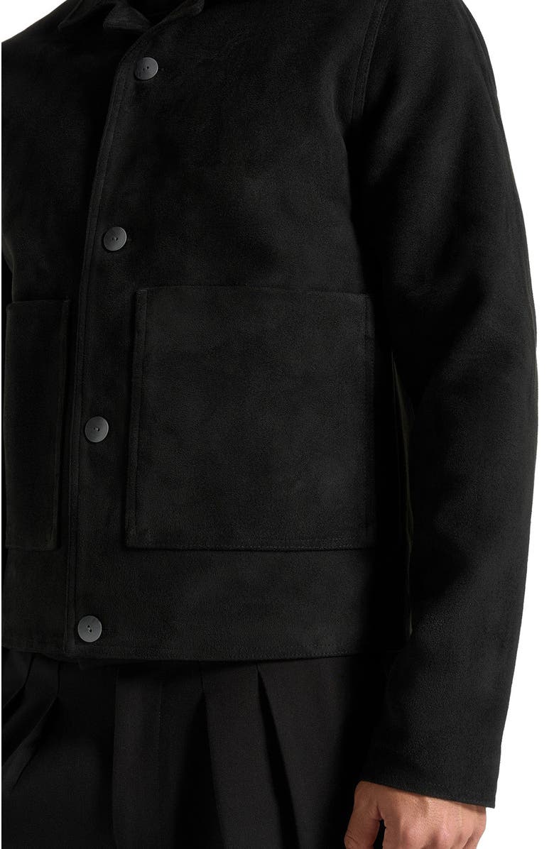Manière De Voir Michel Suede Jacket With Revere Collar, Alternate, color, Black
