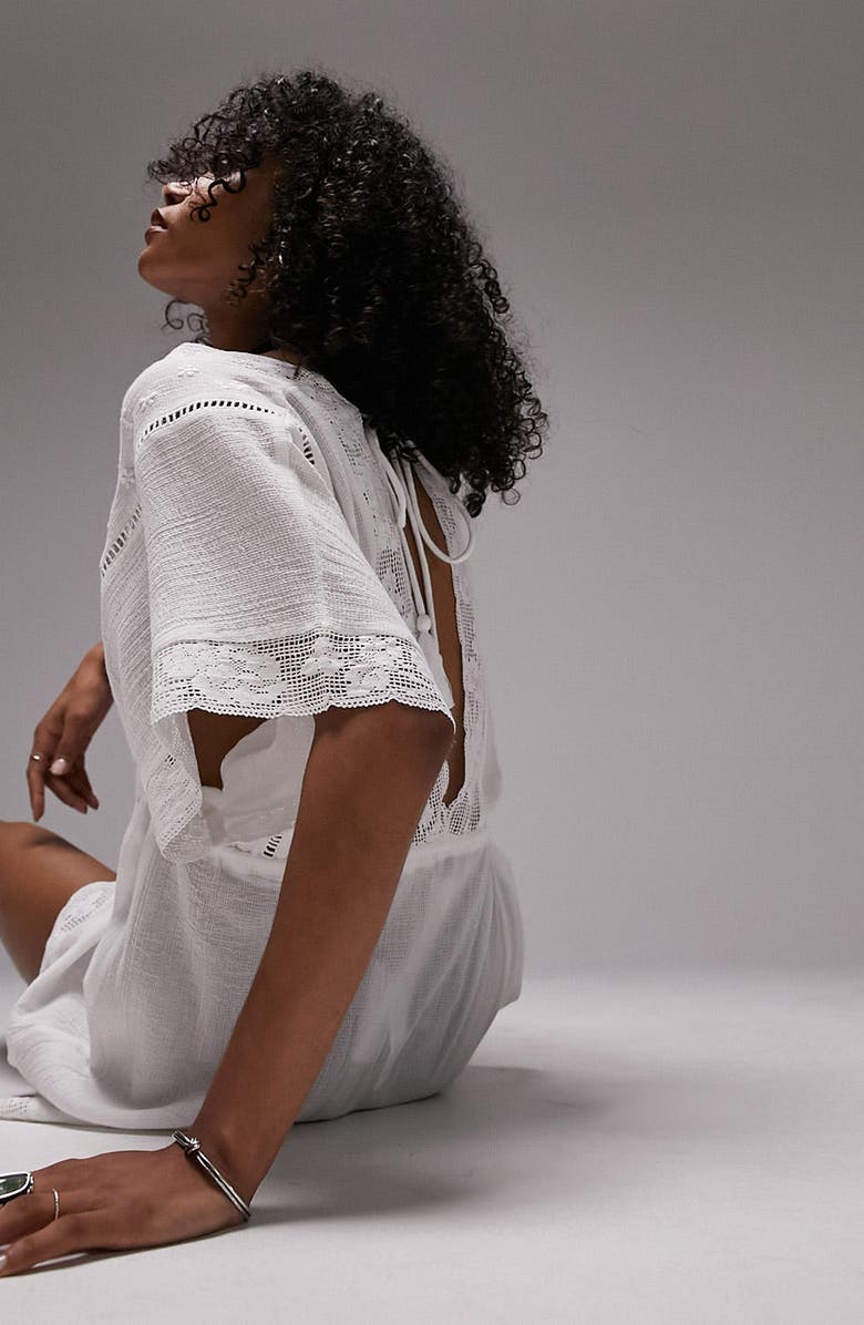 Topshop Lace Trim Beach Cover-Up, Alternate, color,