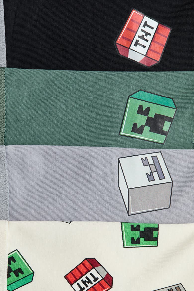 5-pack Printed Boxer Briefs, Alternate, color, Ivory/Minecraft