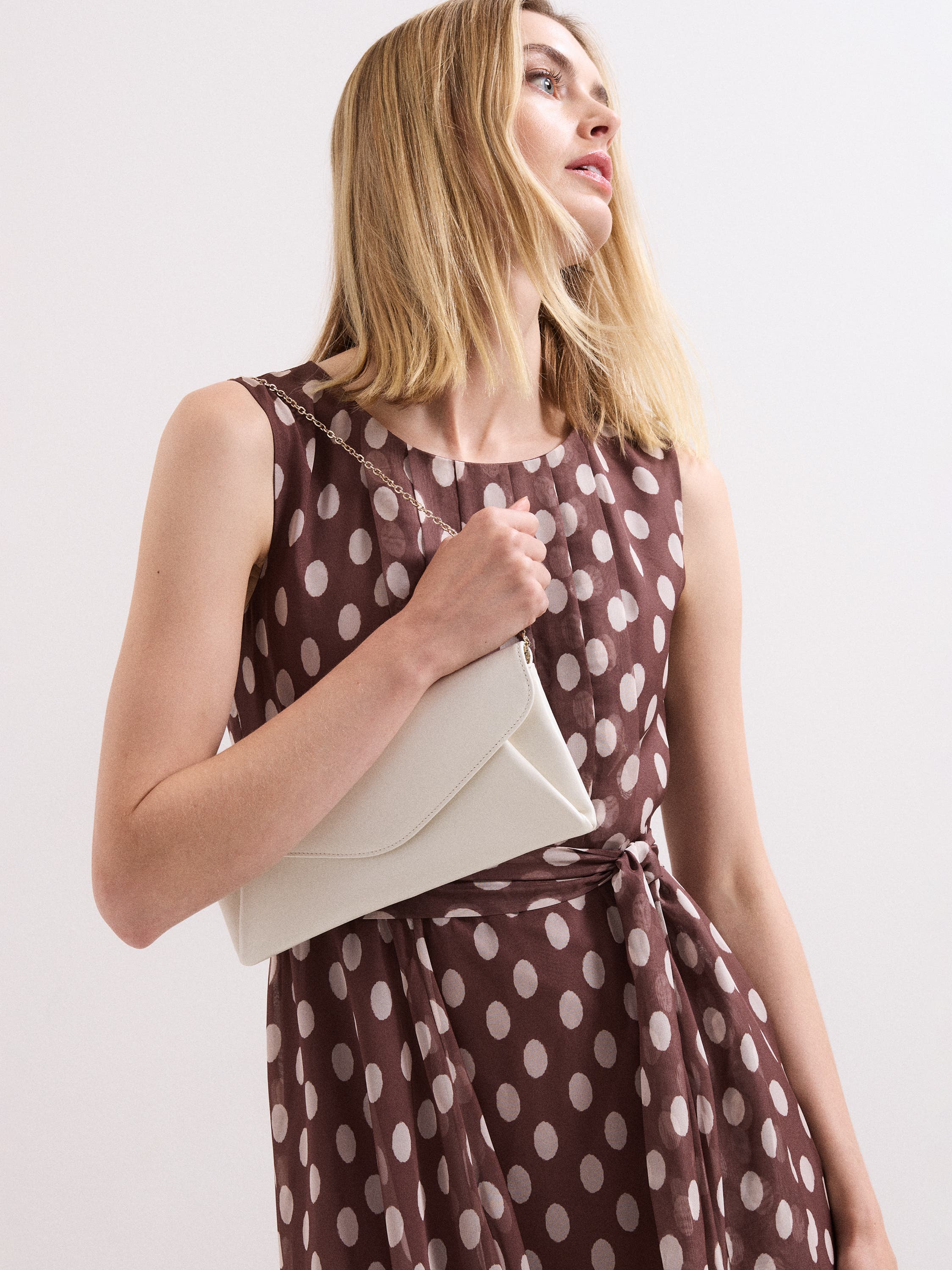 Phase Eight Leather Clutch Bag, Alternate, color, Cream