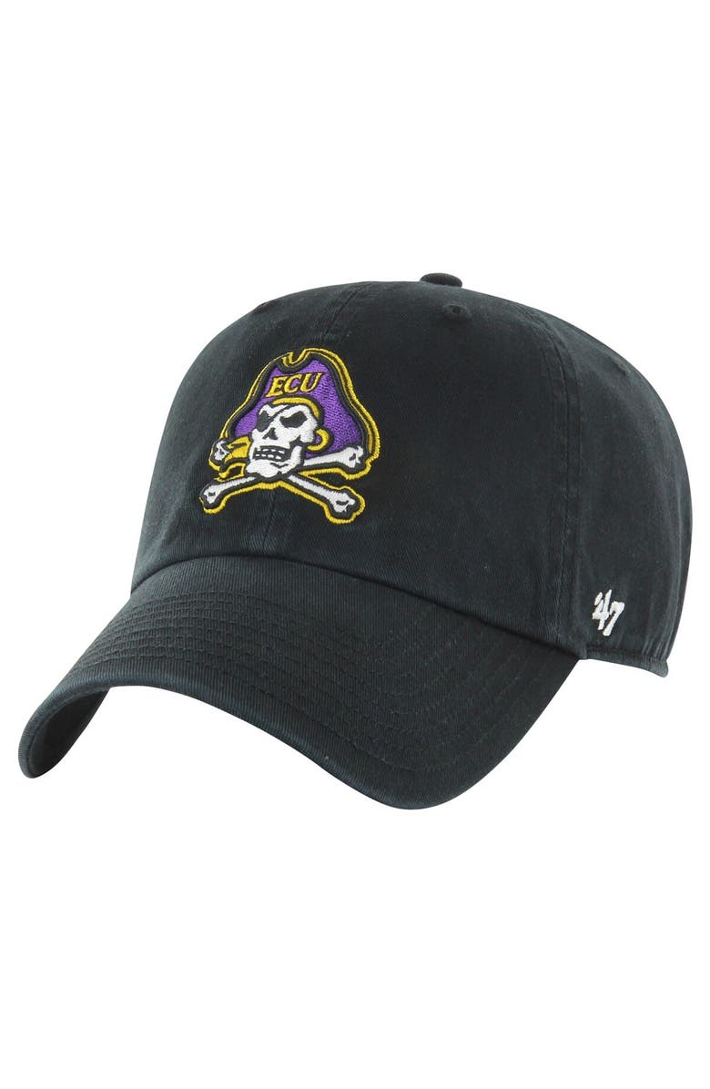 '47 Men's '47 Black ECU Pirates Clean Up Adjustable Hat, Main, color, 