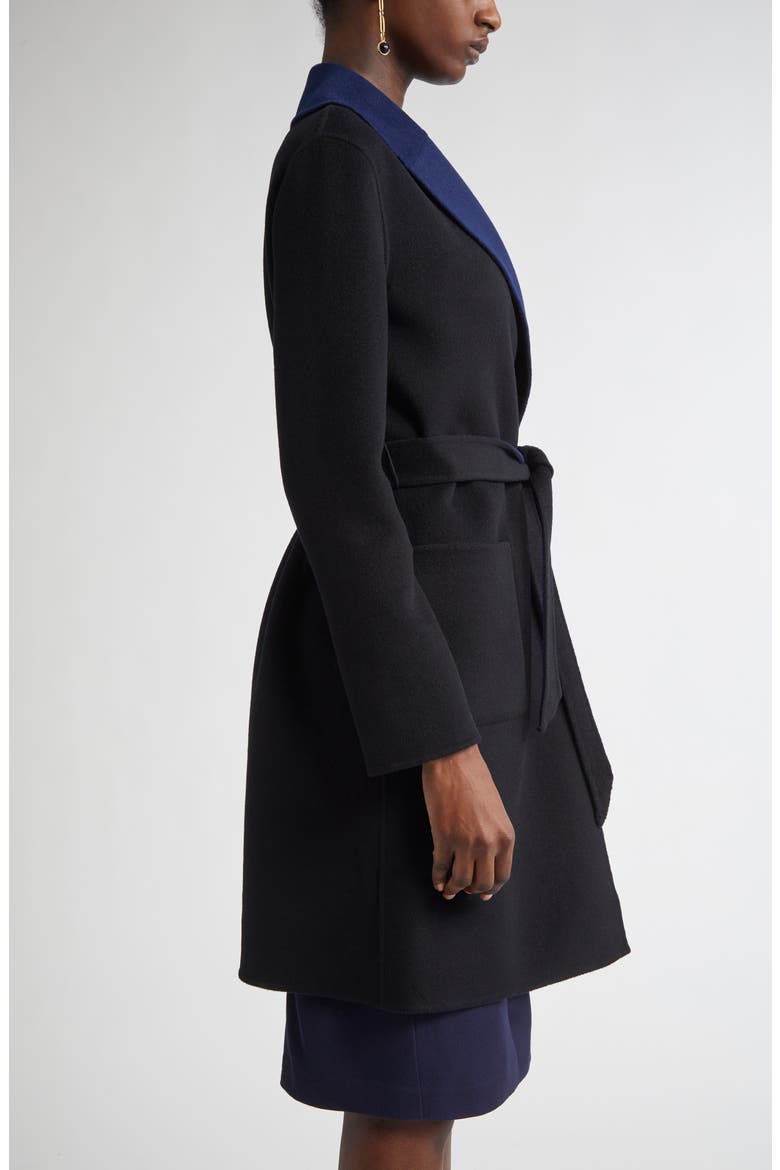 Two-Tone Double Face Wool & Cashmere Coat, Alternate, color, BLACK/ NAVY