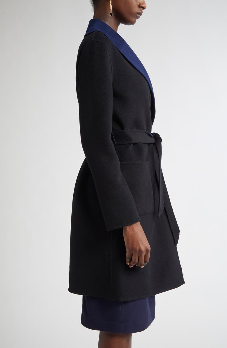 ST. JOHN Two-Tone Double Face Wool & Cashmere Coat, Alternate, color, Black/ Navy