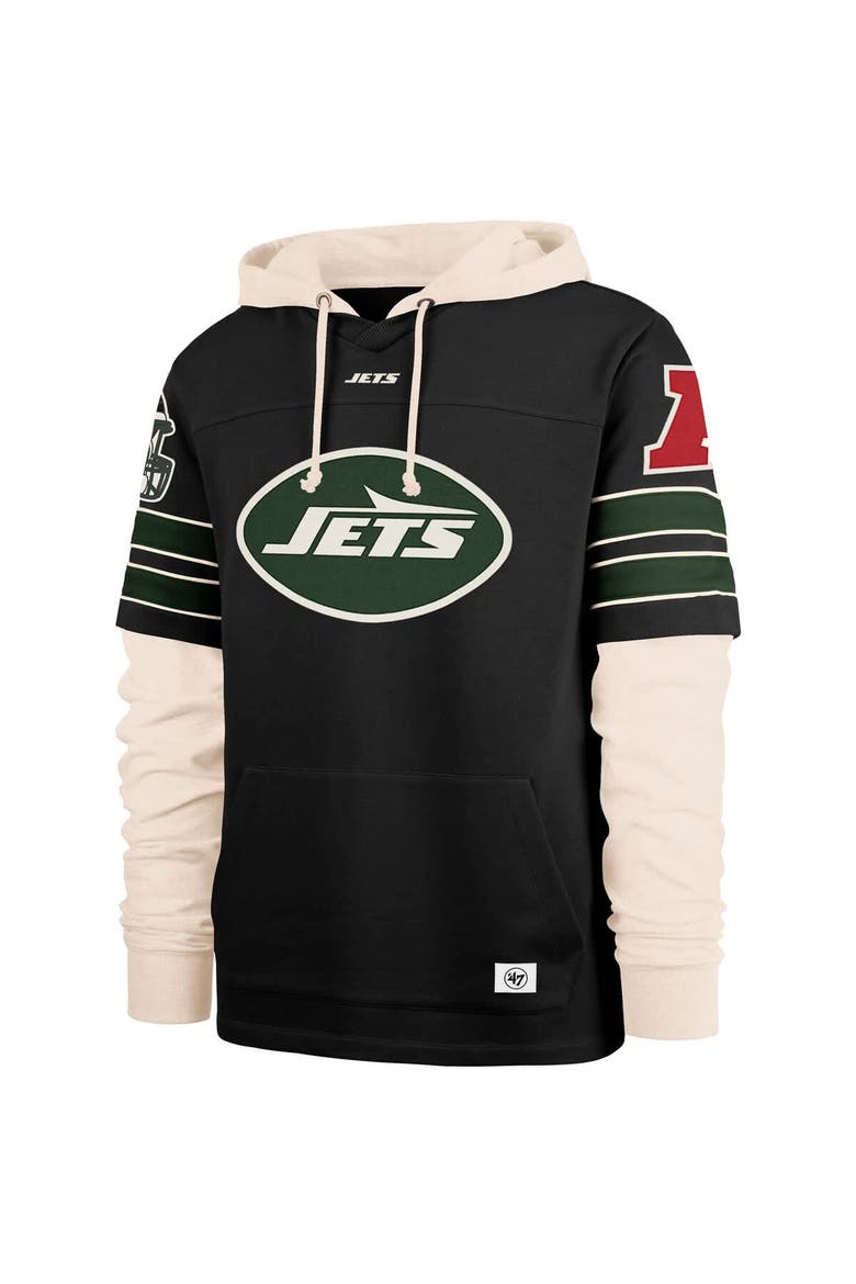 Men's '47  Black New York Jets Split Zone Cornerback Duo Hoodie, Alternate, color, Black