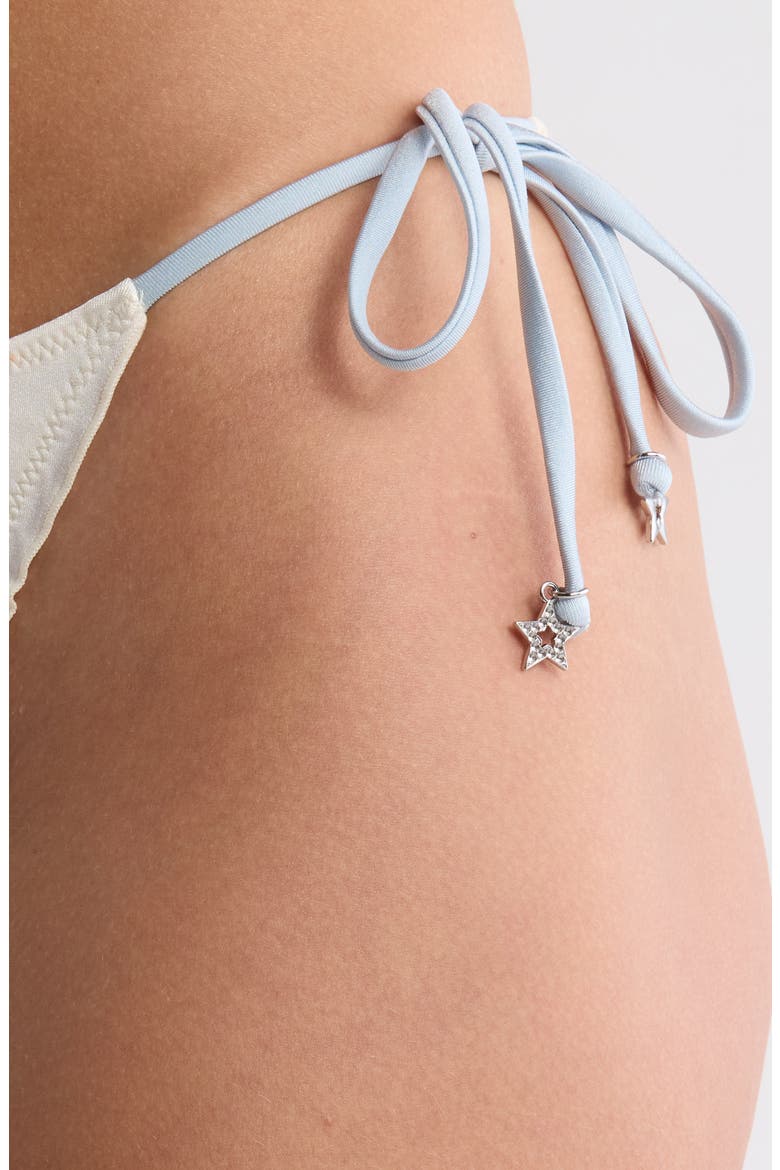 Cecilia Ruffle Star Charm Side Tie Bikini Bottoms, Alternate, color, GARDENIA