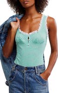 Free People Cassie Gingham Ruffle Bodysuit