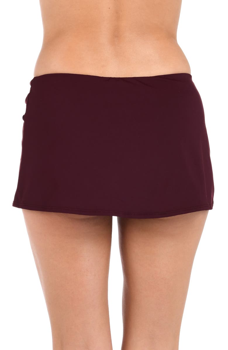 La Blanca Island Goddess Skirted Bikini Bottoms, Alternate, color, Dark Cherry