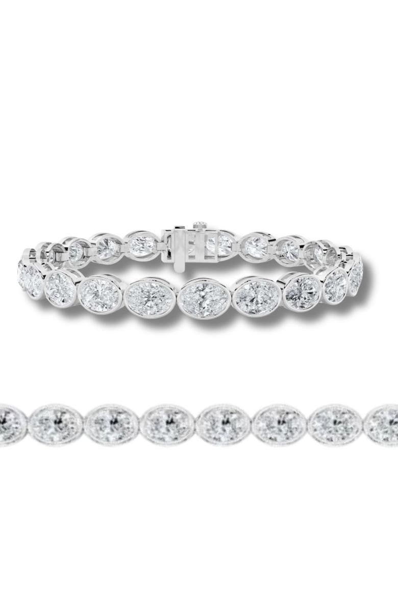 15Ct TW East West Oval Bezel Diamond Tennis Bracelet 14k Gold 7" Lab Grown, Main, color, 14k White Gold