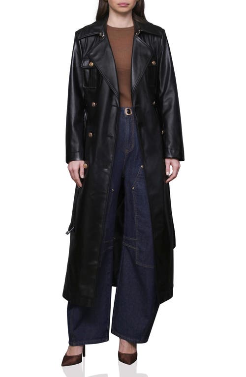 Avec Les Filles Belted Faux Leather Utility Trench Coat in Black  product