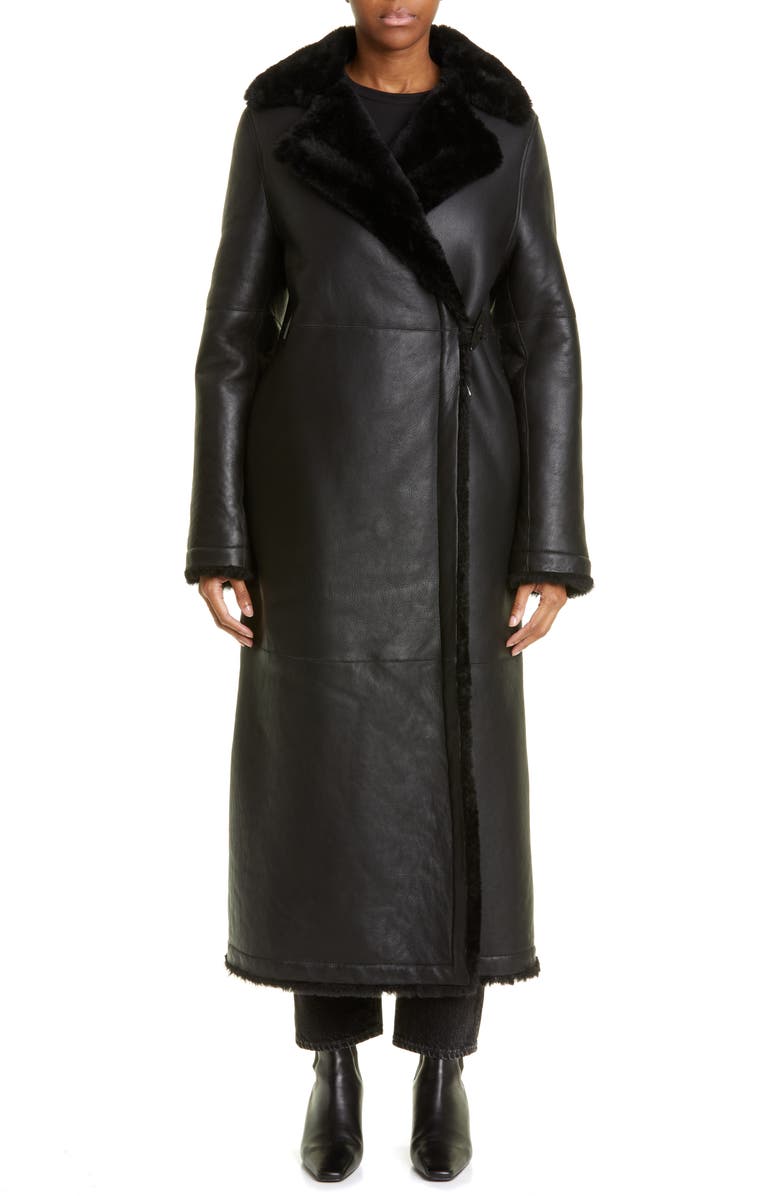 Saks Potts Mary Genuine Shearling Wrap Coat, Main, color,