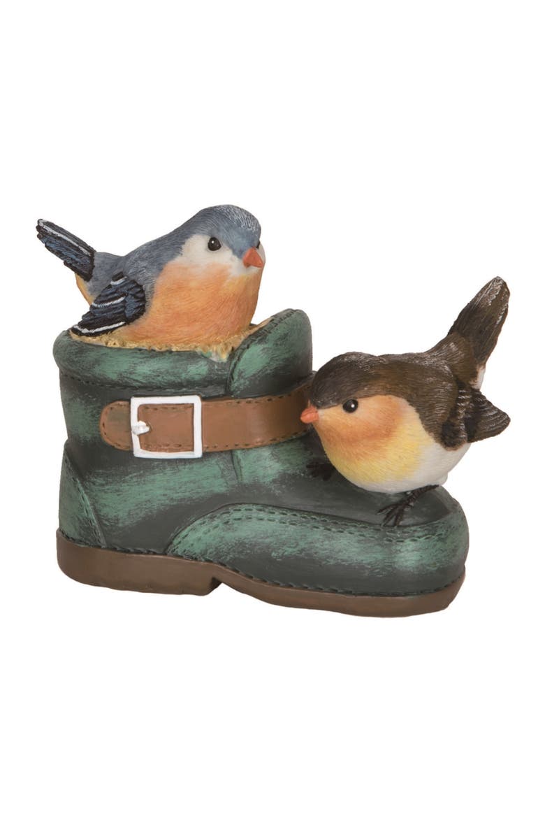 5.5 Inch Multicolor Spring Birds in Boot Decorative Figurine Polyresin Spring Decor, Main, color, Multicolored