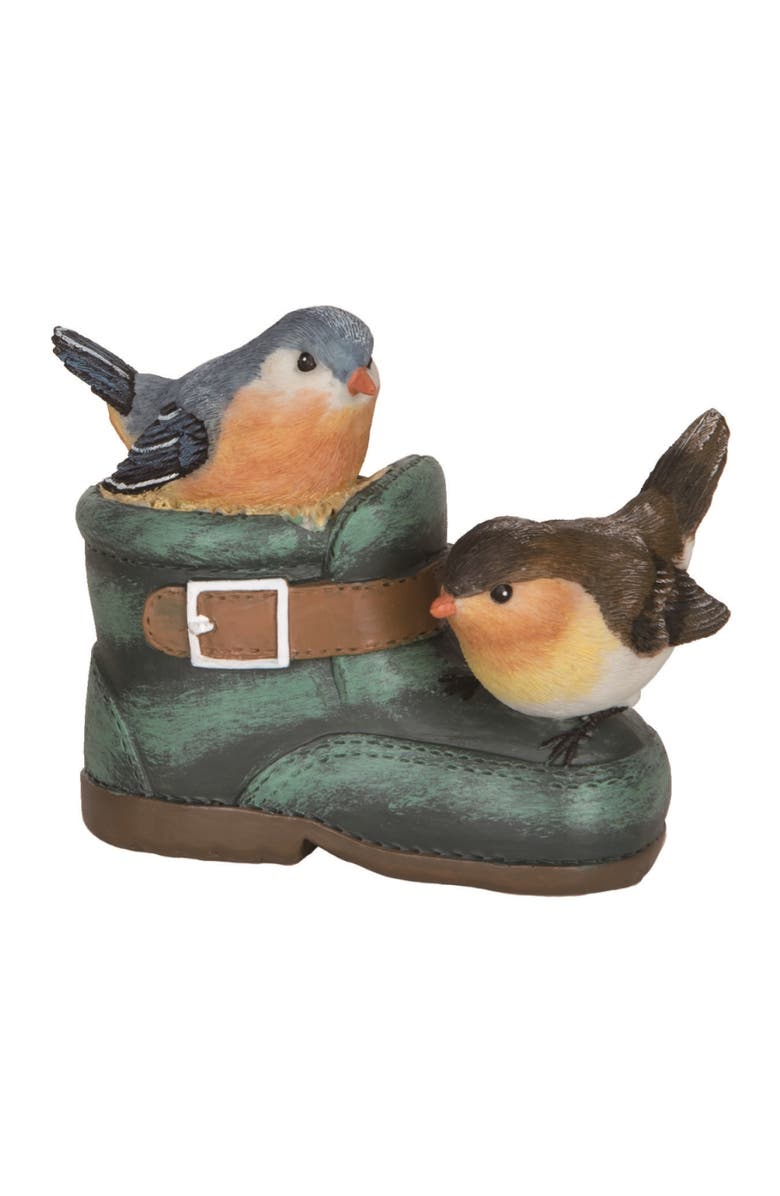 Transpac 5.5 Inch Multicolor Spring Birds in Boot Decorative Figurine Polyresin Spring Decor, Main, color, Multicolored
