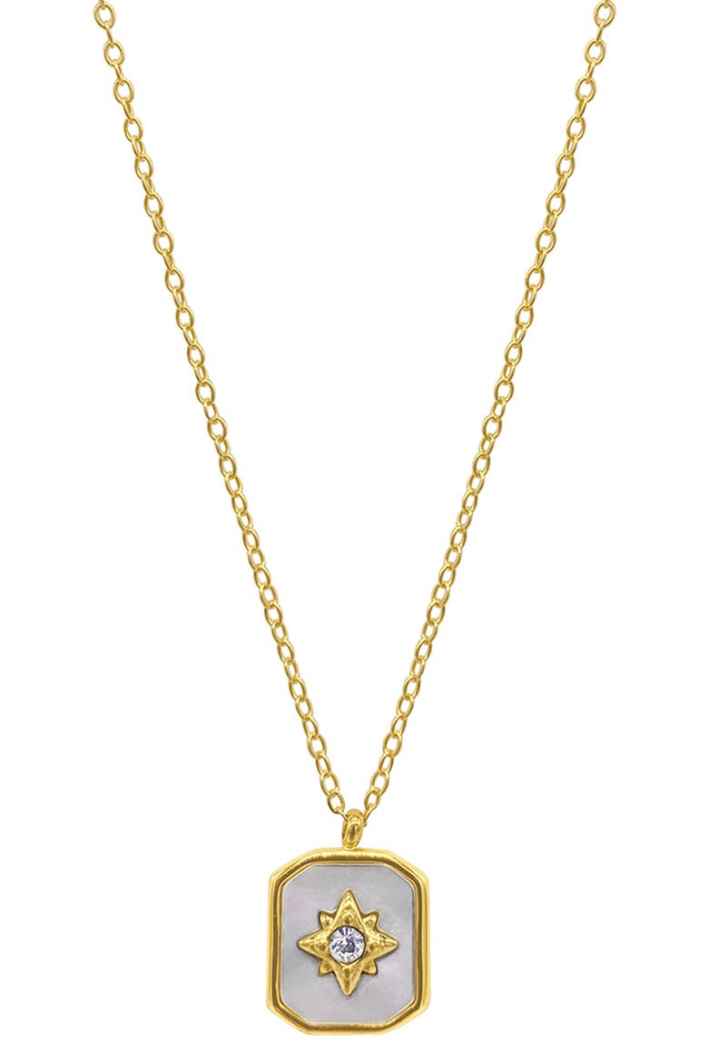 Water Resistant 14K Gold Plated Star Pendant Necklace, Main, color, WHITE