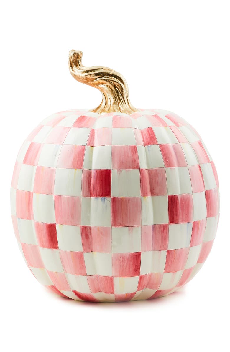 MACKENZIE CHILDS Bubblegum Pink Check Large Pumpkin, Main, color, Pink