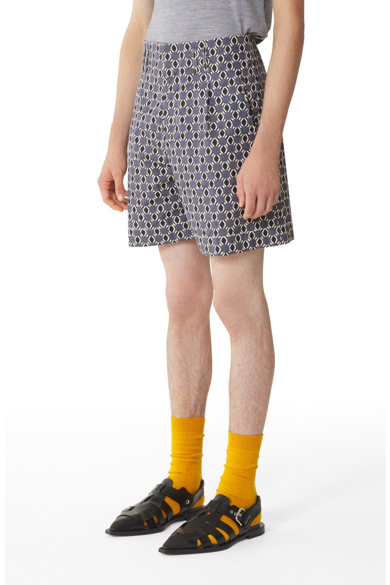 Printed Cotton Shorts, Alternate, color, Storm/Black