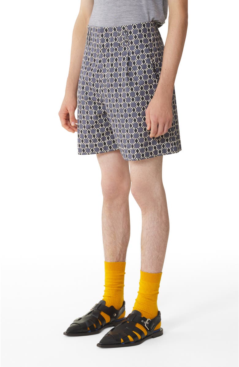 Lanvin Printed Cotton Shorts, Alternate, color, Storm/Black