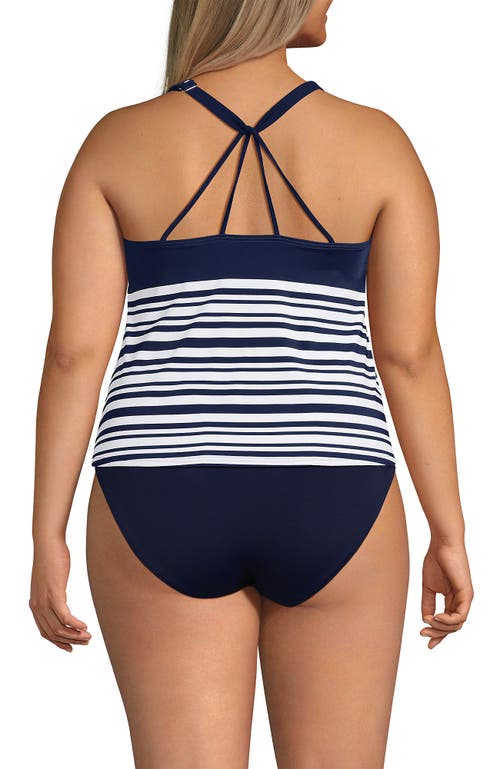Lands' End Mastectomy Tugless High Neck Strappy Back Tankini Swimsuit Top In Blue