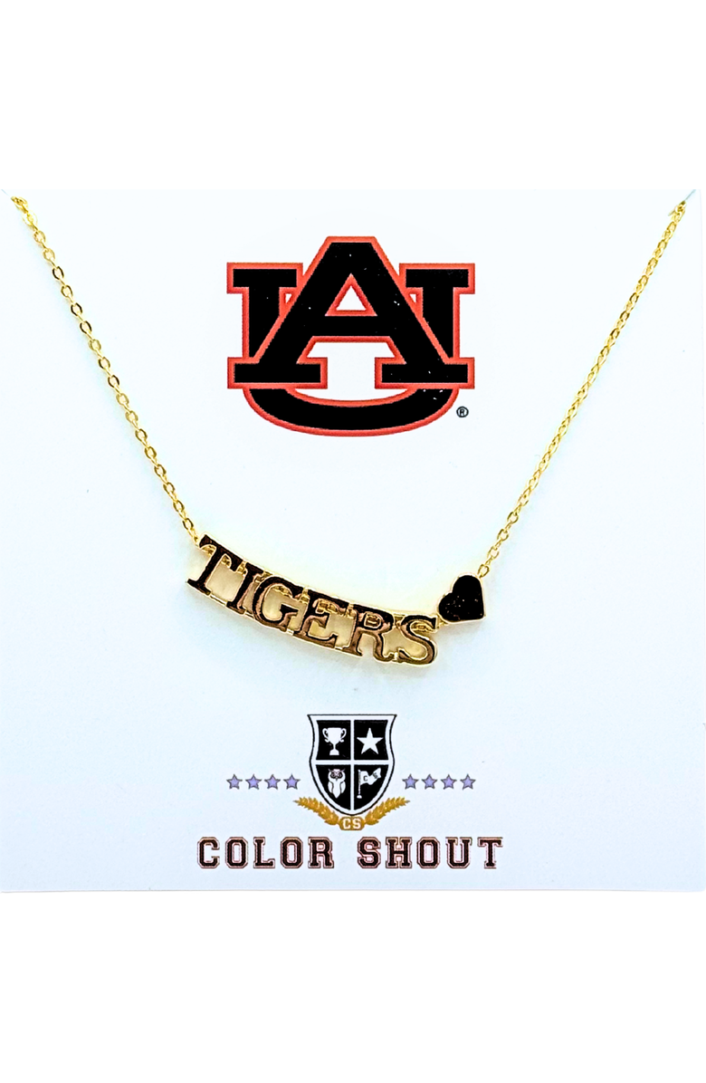 Color Shout Auburn University Gold Heart Necklace, Main, color, Yellow Gold