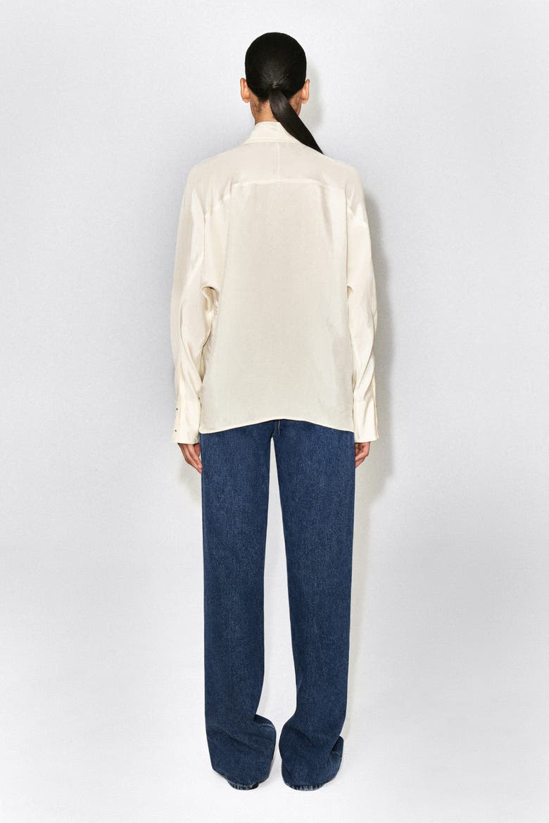 Stud-Detail Mock-Neck Blouse, Alternate, color, CAPPUCCINO