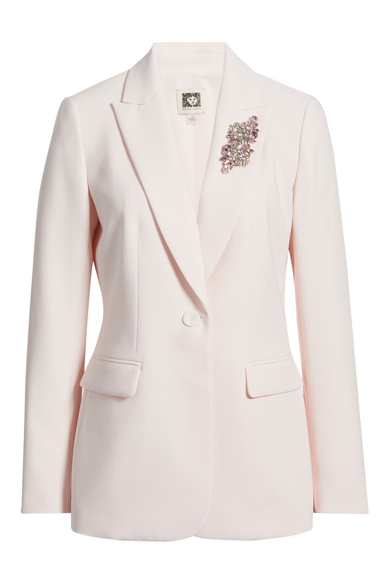 Crystal Brooch One Button Blazer, Alternate, color, SOFT BLOSSOM