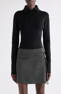 Courrèges Merino Wool Mock Neck Half Zip Sweater