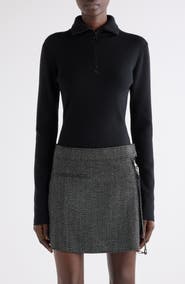 Courrèges Merino Wool Mock Neck Half Zip Sweater